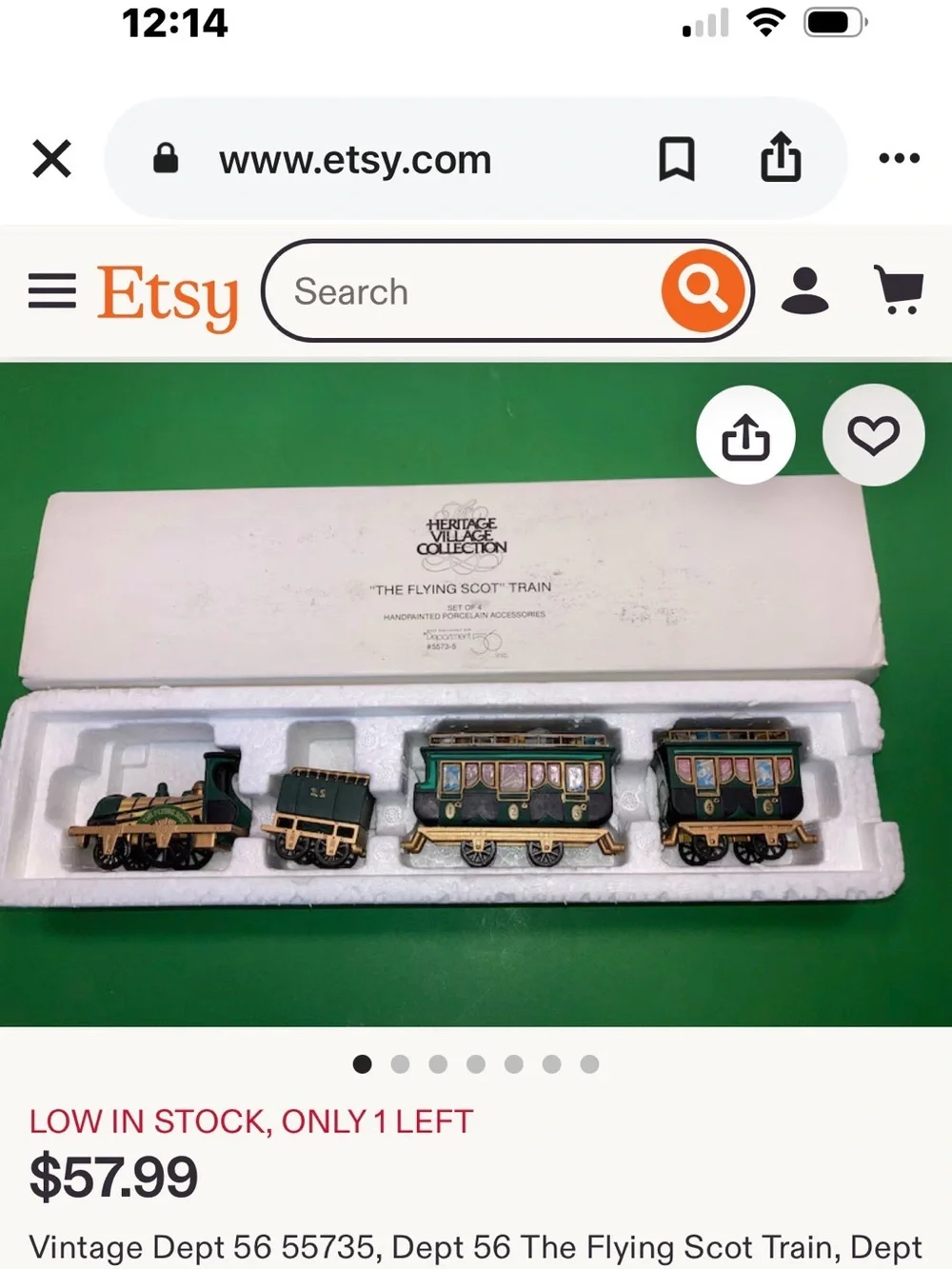 Department 56 Green and gold the flying  Scout train. Original box